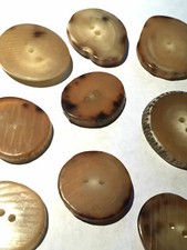 Genuine Buffalo Horn Flat Buttons 30mm - 2 Holes - Light Brown Duffle Coat Craft