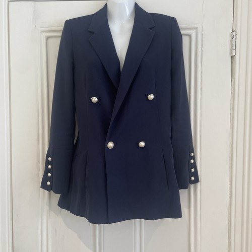 Zara navy blue double breasted - navy,