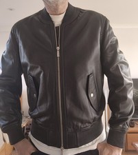 Real Leather Black Bomber