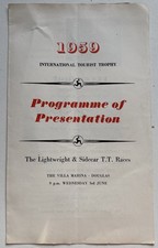 The Lightweight & Sidecar T.T. Races 1959 Programme of Presentation Isle Of Man