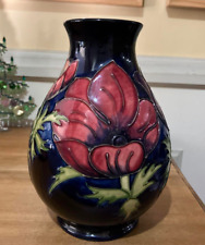 William Moorcroft Anemone Vintage Vase Made in UK Dia 2.7" H 7.8"