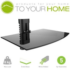Black Floating Single Double Triple Glass Shelves Wall Mount Bracket Stand DVD
