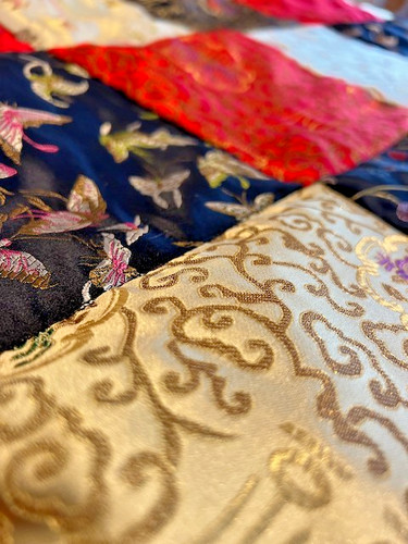 Asian inspired satin brocade - satin,