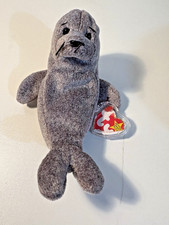 1999 Ty Original Beanie Baby Slippery Seal Damaged Hang Tag in Heart Protector