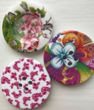 3 Large Round Pink 4 hole