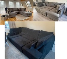 Berlin Cinema U shaped Plush Fabric Corner Sofa