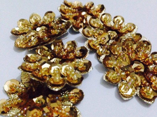 Pack gold beaded flower - 5,
