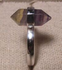 925 sterling silver cut green fluorite gemstone ring UK P½/US 7.75-8.
