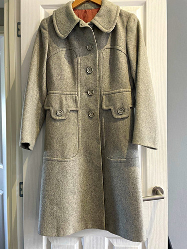 Women grey wool overcoat - women's,