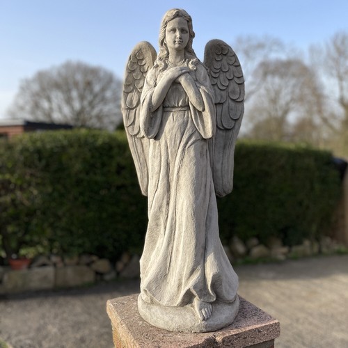 Large angel hand cast stone - large,
