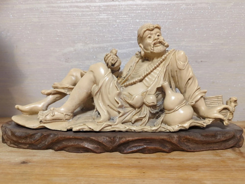Carved emperor resin statue - emperor,