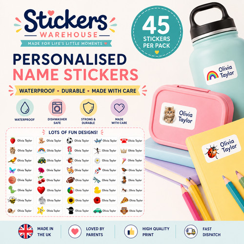 Personalised school name - name, stick