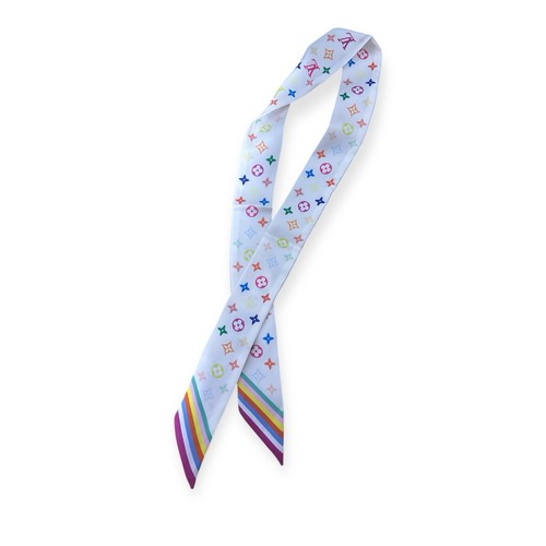 White monogram silk - white, scarf