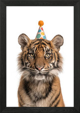 Tiger cub with party hat