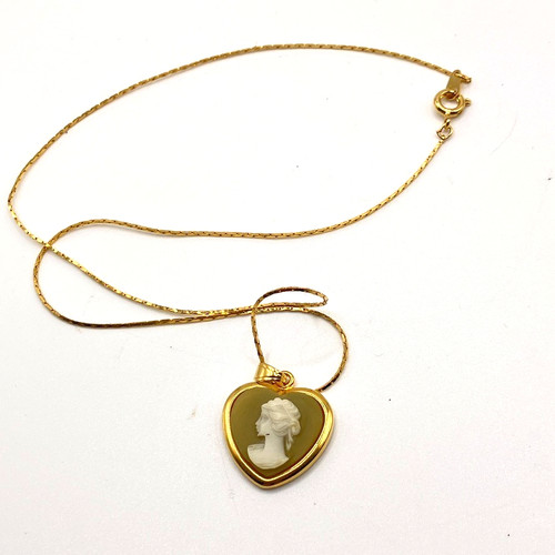 Heart cameo pendant - heart, necklace