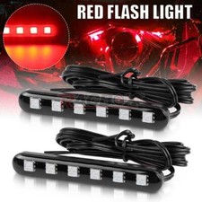 Pair Red Motorcycle ATV Trailer LED Strobe Flashing Stop Brake Tail Lights Strip