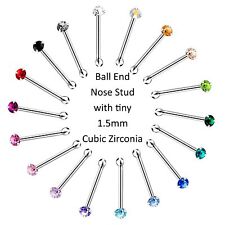 Tiny 1.5mm Claw Set Micro Nose Stud * 925 Sterling Silver * short ball end pin