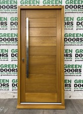 HARDWOOD FRONT DOOR FULL PANEL HINSON LONG BAR MODERN VARNISHED WOODGRAIN NEW