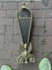 Vintage Antique Victorian Art Deco Brass Folding Fireplace Fan Screen