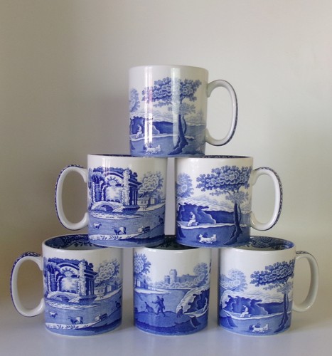 Six spode blue room mugs - spode,