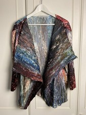 CHESCA  Crinkle Jacket Womens Size 3 UK 20 22 Brown Blue Green Occasion Event