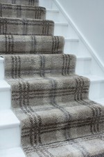 Beige Tartan Runner Stair Hall Carpet Long Hallway Rug Any Length Taupe Brown