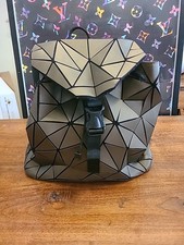 RARE!  EMILIO PEPE Backpack Geometric Graphite CHARCOAL Slanted Triangle Bag 