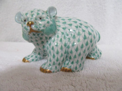 Herend green fishnet bear cub - herend,