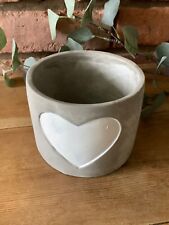 Grey Flower Pot with a White Heart Concrete Pot Modern Contemporary