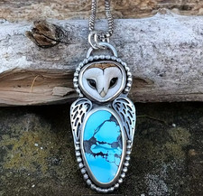 Turquoise barn owl pendant