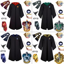 UK Harry Potter Gryffindor Ravenclaw Slytherin Robe Cloak Tie Costume Wand Scarf