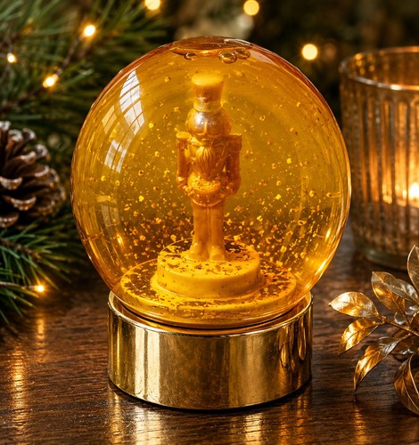 Vintage amber glass snow globe - amber,