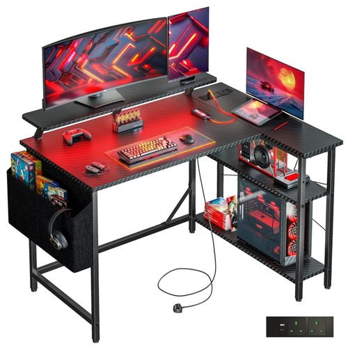 Shaped gaming desk with led - gaming,