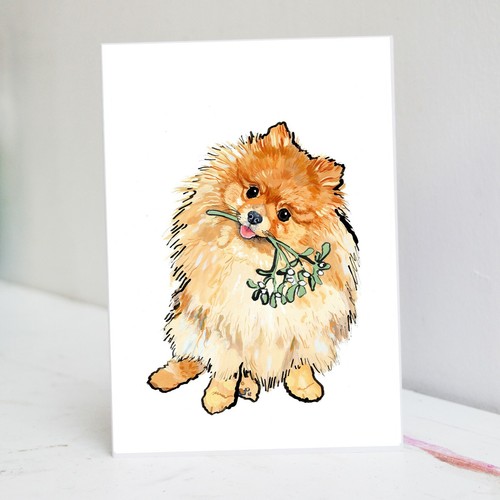 Pomeranian christmas card - christmas,