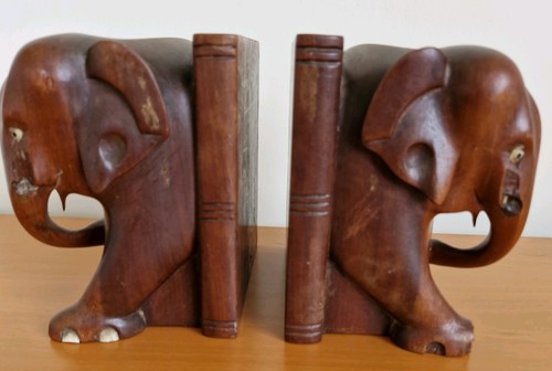 Vintage bookends hand carved - vintage,