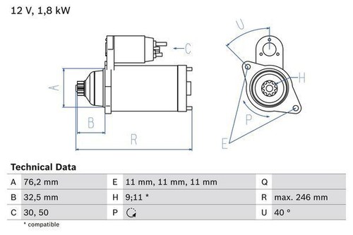 Bosch starter motor - bosch, vw