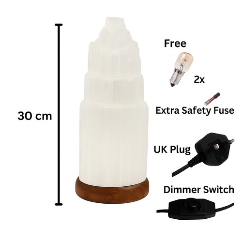 Large selenite tower lamp - selenite,