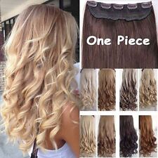 24" Curly One Piece 5 Clips Clip in 3/4 Full Head Hair Extension Synthetic Woman