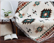 Aztec Navajo Throw Blanket Bohemian Tribal Ethnic Geometric Pattern Rug with ...