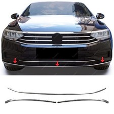 For VW PASSAT B8 2014 to 2019 Chrome Front Bumper Lower Trim 3 pcs S.STEEL