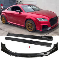 For Audi TT TTRS 2009-2024 A3 S3 Gloss Front Bumper Splitter Lip & Side Skirts