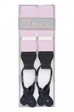 Light Pink Trouser Braces Mens Button On Leather End UK Made 44 Inch GS Braces®