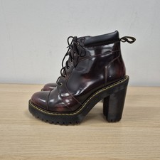 Dr Martens Averil Red Cherry Rub Off Leather Heel Chelsea Chunky Boots Uk 5