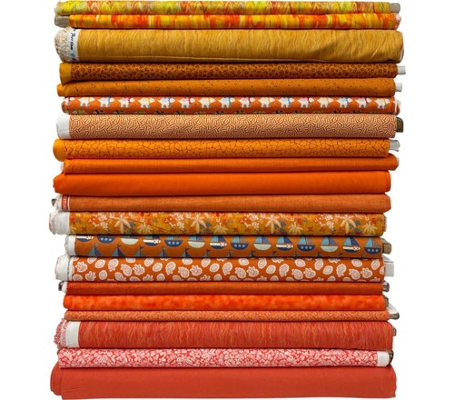 Orange cotton fabric patterned - cotton,