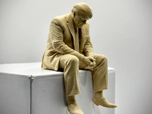 Sad president sitting ledge - president,