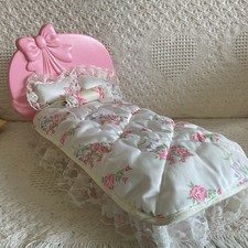 1987 Barbie Sweet Roses Ribbons & Roses Bed Bedding Pillows Dust Ruffle *READ