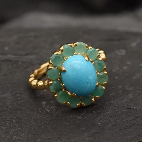 Turquoise emerald 14k yellow - &,
