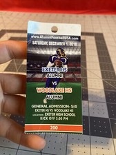Dec 1st, 2018 Exeter vs Woodlake High School Football Game Ticket Very Rare Item