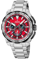 Festina Chrono Bike 2025 (45.5mm) Red Dial / Stainless Steel Bracelet F20724/5