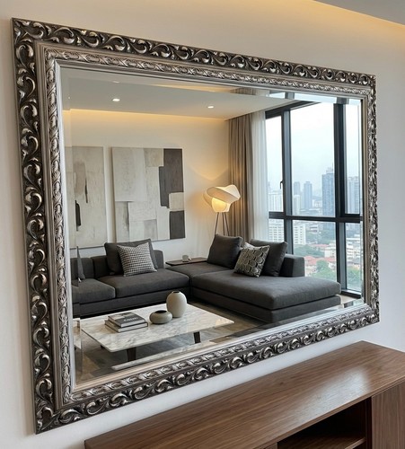 Silver decorative mirror large - decorative,